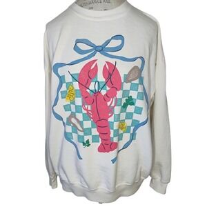 Originality Lobster Sweatshirt Womens Small Oversized New England Maine Coastal